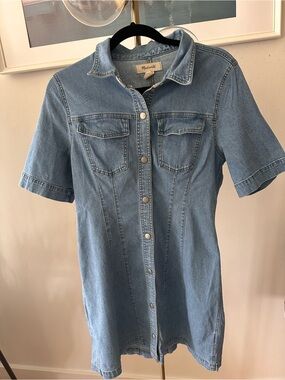 Madewell Medium Blue Short-Sleeve Denim Shirt Dress